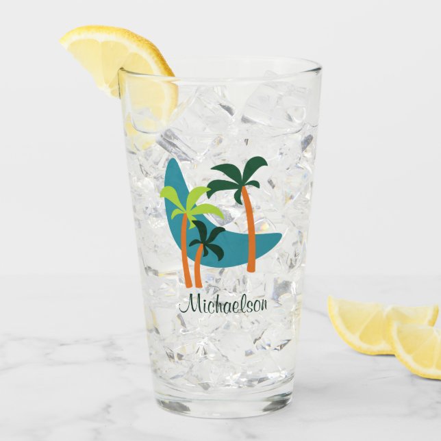 Mid Century Modern Palm Oasis Glass (Front Ice)