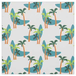 Mid Century Modern Palm Oasis Pattern Fabric