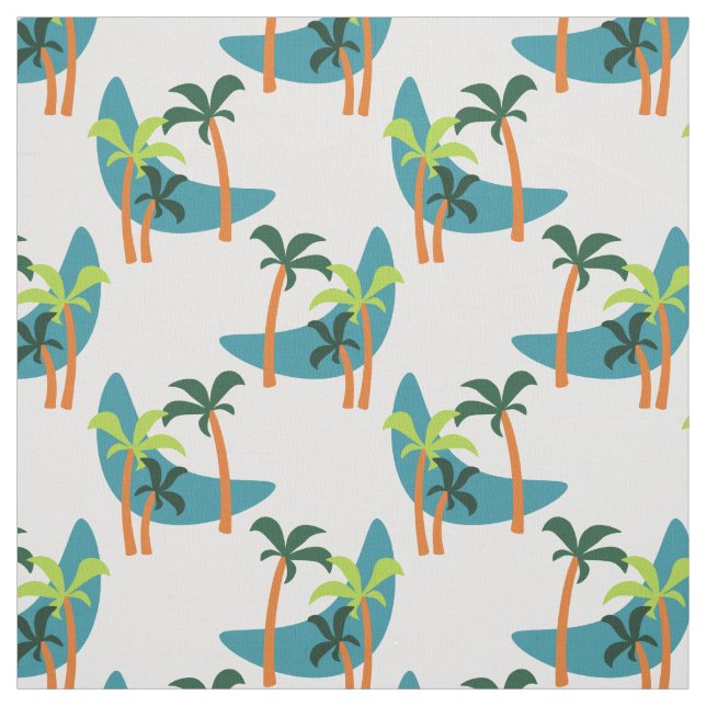 Mid Century Modern Palm Oasis Pattern Fabric (Swatch)