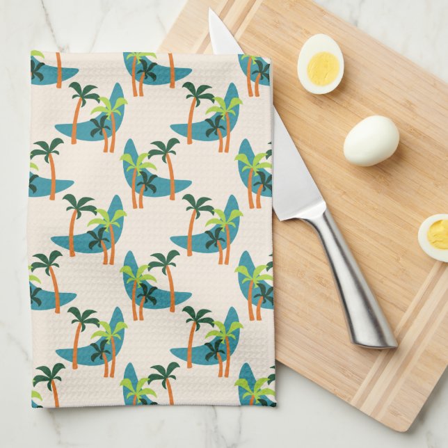 Mid Century Modern Palm Oasis Tea Towel (Quarter Fold)