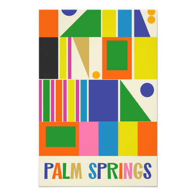 Mid Century Modern Palm Springs Colourful Abstract Photo Print (Front)