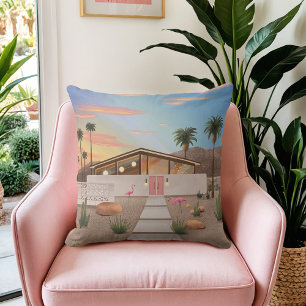 Mid Century Modern Palm Springs Flamingo House Cushion