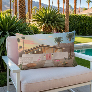 Mid Century Modern Palm Springs Flamingo House   Lumbar Cushion