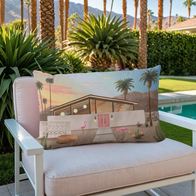 Mid Century Modern Palm Springs Flamingo House | Lumbar Cushion (Creator Uploaded)