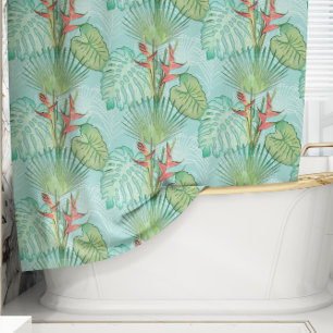 Mid Century Modern Palm Springs Tropical Foliage Shower Curtain