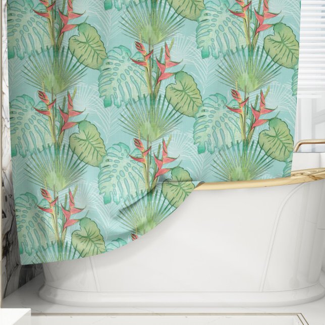 Mid Century Modern Palm Springs Tropical Foliage Shower Curtain (Creator Uploaded)