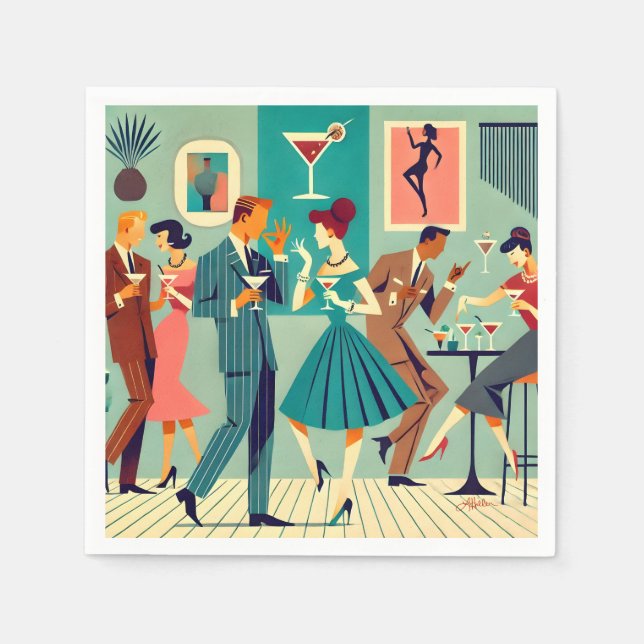 Mid Century Modern Party The Martini Dance Napkin (Front)
