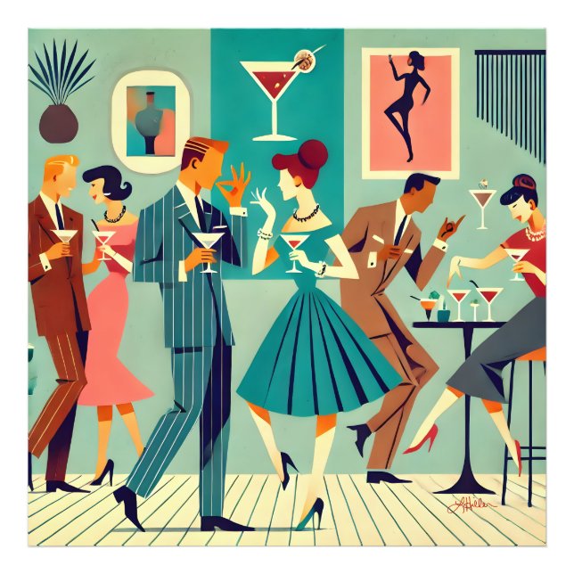 Mid Century Modern Party The Martini Dance Photo Print (Front)