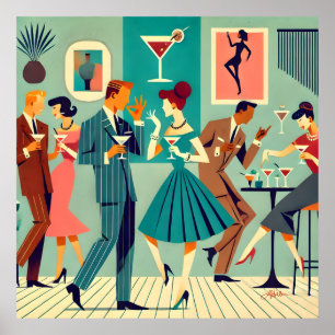 Mid Century Modern Party The Martini Dance Poster
