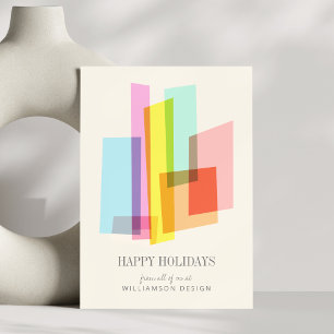Mid-Century Modern Pastel Geometric Business  Holiday Card