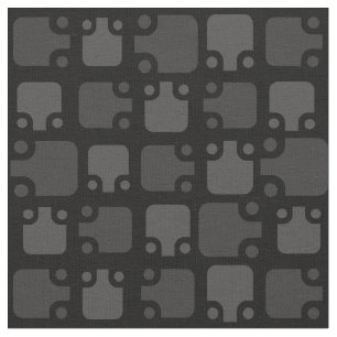 Mid Century Modern Pattern Black Fabric