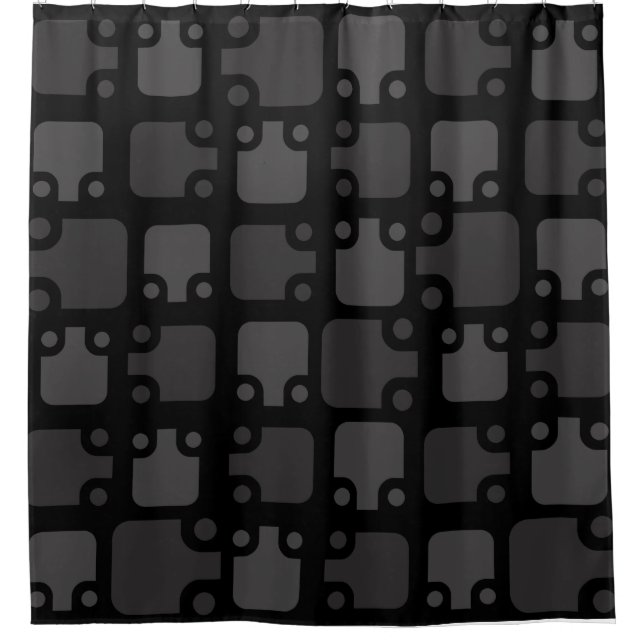 Mid Century Modern Pattern Black Shower Curtain (Front)