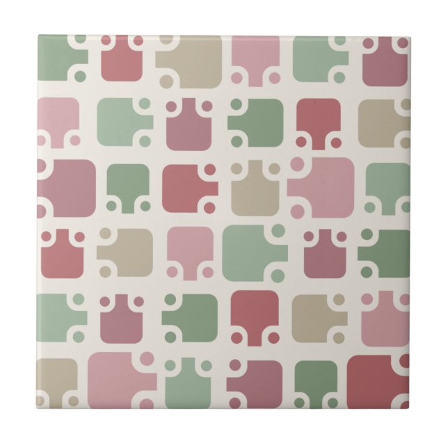 Mid Century Modern Pattern Christmas Ceramic Tile (Front)