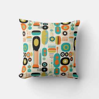 Mid Century Modern Pattern Colorful RETRO  Cushion