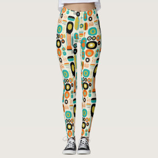 Mid Century Modern Pattern Colorful Retro Stylish Leggings