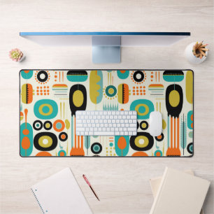 Mid Century Modern Pattern Colourful RETRO Desk Mat