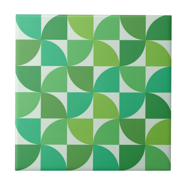  Mid Century Modern pattern  Green and teal    Ceramic Tile (Front)