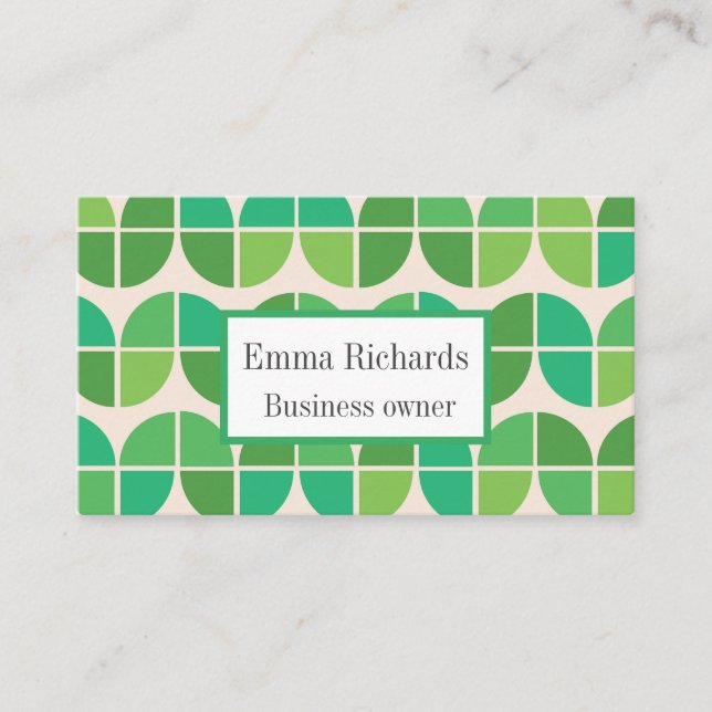  Mid Century Modern  Pattern green custom  Business Card (Front)