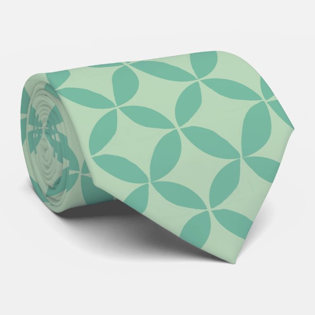 Mid Century Modern Pattern in Mint Green Art Print Tie (Rolled)
