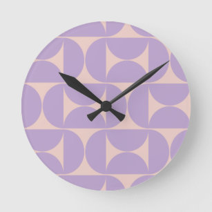 Mid Century Modern Pattern Lavender Round Clock