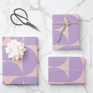 Mid Century Modern Pattern Lavender Wrapping Paper Sheet