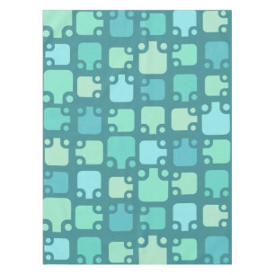 Mid Century Modern Pattern Ocean Blue Tablecloth