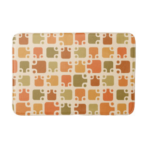 Mid Century Modern Pattern Ochre Bath Mat