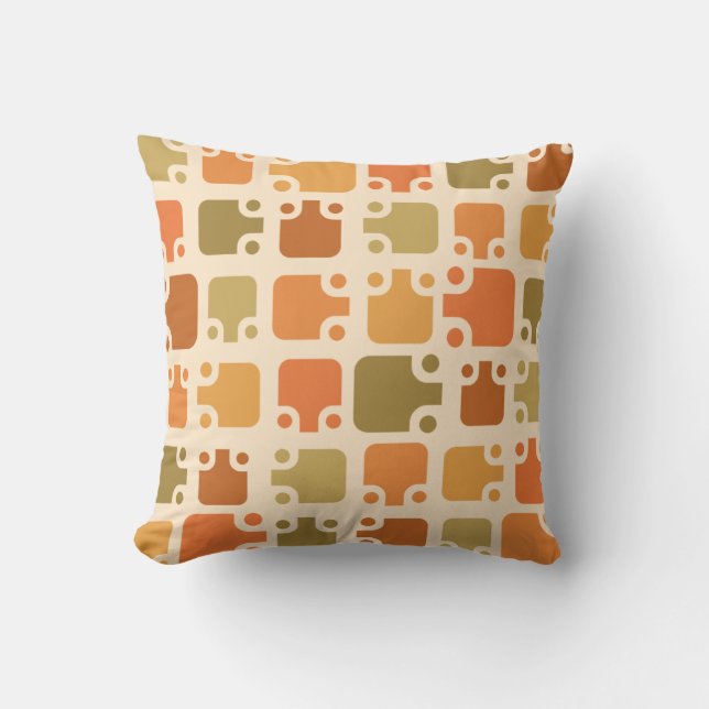 Mid Century Modern Pattern Ochre Cushion (Front)