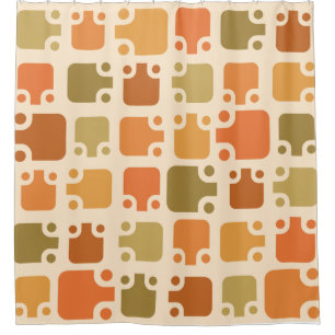Mid Century Modern Pattern Ochre Shower Curtain