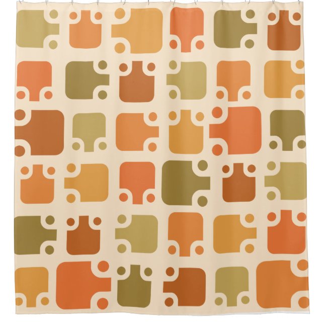 Mid Century Modern Pattern Ochre Shower Curtain (Front)