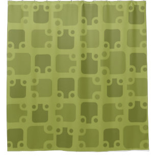 Mid Century Modern Pattern Olive Green Shower Curtain