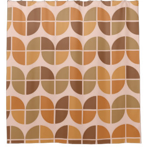  Mid Century Modern Pattern orange brown  Shower Curtain