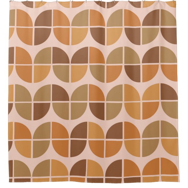  Mid Century Modern Pattern orange brown  Shower Curtain (Front)