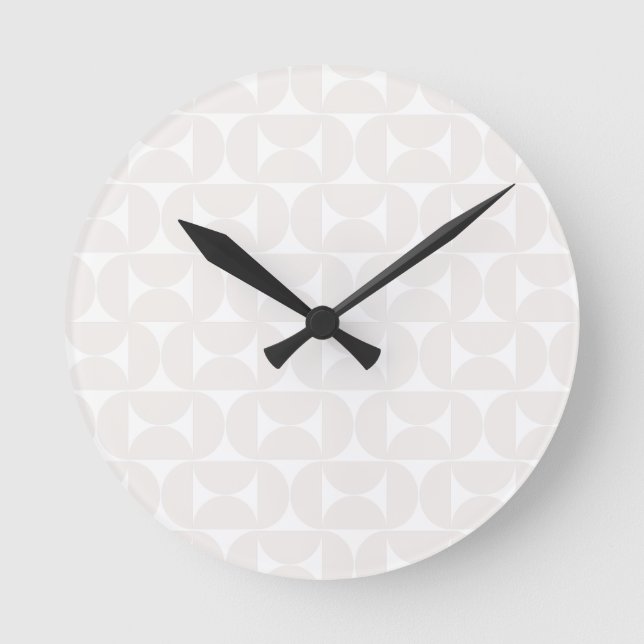 Mid Century Modern Pattern Pale Beige And White Round Clock (Front)