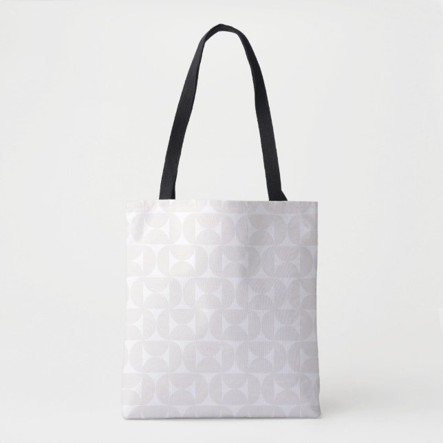 Mid Century Modern Pattern Pale Beige And White Tote Bag (Front)