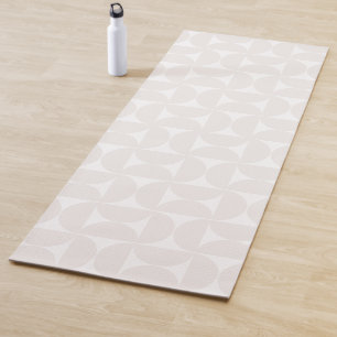 Mid Century Modern Pattern Pale Beige And White Yoga Mat