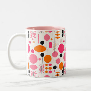 Mid Century Modern Pattern Pastel Bohemian RETRO Two-Tone Coffee Mug