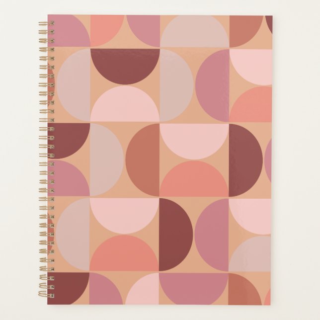 Mid Century Modern Pattern Peach Fuzz Planner (Front)