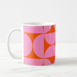 Mid Century Modern Pattern Preppy Pink And Orange Coffee Mug