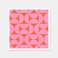 Mid Century Modern Pattern Preppy Pink And Orange