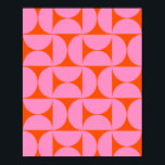Mid Century Modern Pattern Preppy Pink And Orange Poster<br><div class="desc">Retro Mid Century Modern Pattern – Abstract Geometric Shapes – Cute and Minimalist Pattern in pink and orange.</div>
