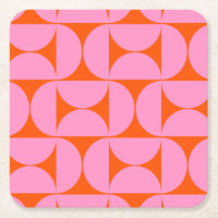 Mid Century Modern Pattern Preppy Pink And Orange