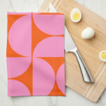 Mid Century Modern Pattern Preppy Pink And Orange Tea Towel<br><div class="desc">Retro Mid Century Modern Pattern – Abstract Geometric Shapes – Cute and Minimalist Pattern in pink and orange.</div>