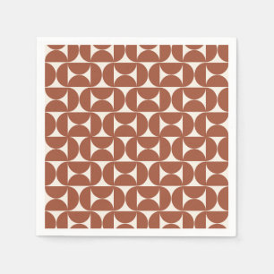 Mid Century Modern Pattern Rust Terracotta Napkin