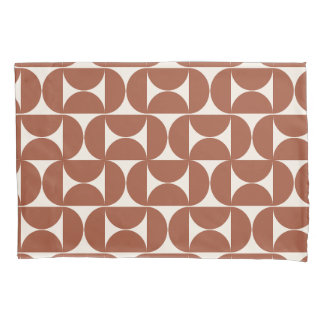 Mid Century Modern Pattern Rust Terracotta Pillowcase
