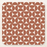 Mid Century Modern Pattern Rust Terracotta Square Paper Coaster<br><div class="desc">Retro Mid Century Modern Pattern – Abstract Geometric Shapes – Minimalist Pattern in Earth Tones Terracotta / Rust.</div>