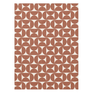 Mid Century Modern Pattern Rust Terracotta Tablecloth