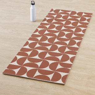 Mid Century Modern Pattern Rust Terracotta Yoga Mat