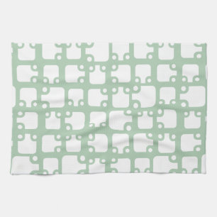 Mid Century Modern Pattern Sage Green 2 Tea Towel