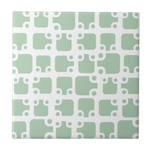 Mid Century Modern Pattern Sage Green Ceramic Tile